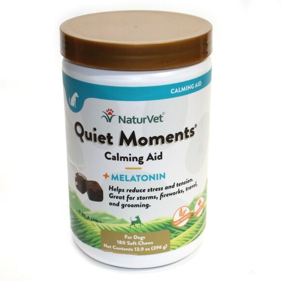 NaturVet Quiet Moments Plus Melatonin Calming Aid for Dogs 180 Count Soft Chew - Picture 1 of 4